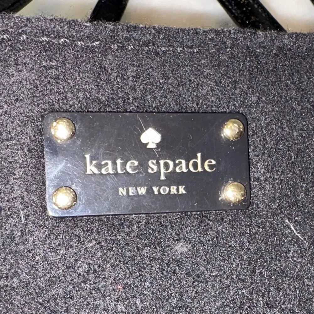 Kate Spade Purse Handbag Quinn Beantown Wool Button Satchel Pocketbook